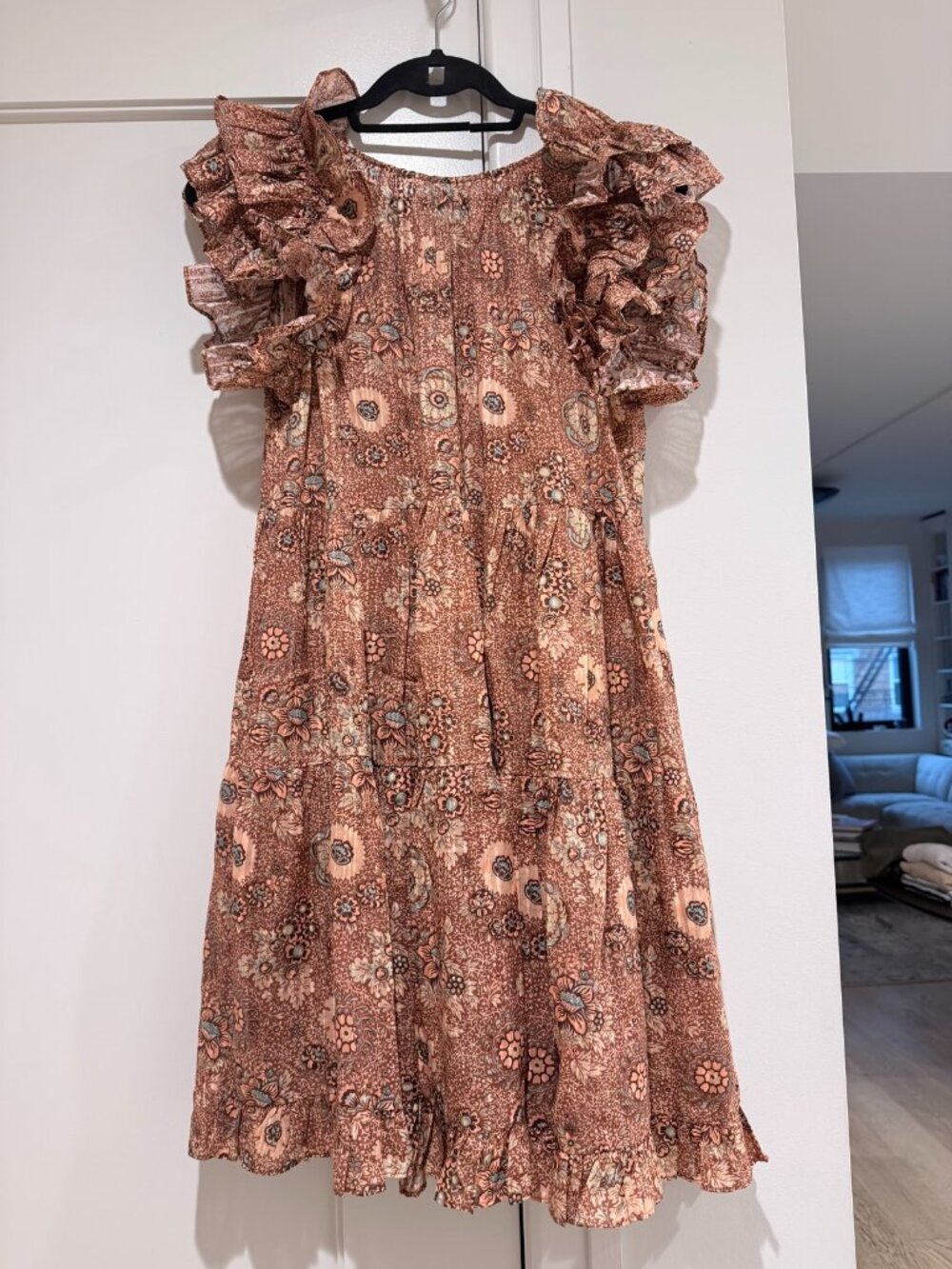 Ulla Johnson Floral Tiered Ruffle Sleeve Mini Dress